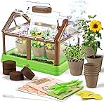 Kids Plant Growing Kit - Kids Greenhouse & Flower Growing Kit with Upgraded Irrigation & Grow Light – Perfect Gardening for Kids(Solar Green)