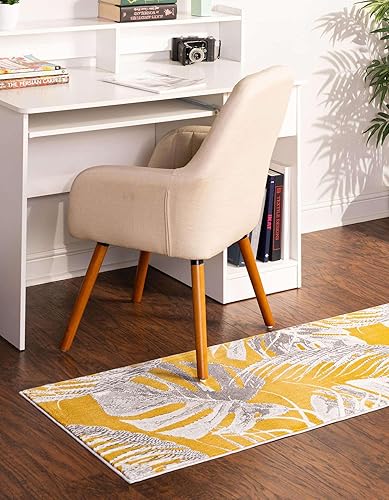 Miniatura 4 de Unique Loom Blossom Collection - Alfombra de área - Montego (2' x 6' 1", amarillomarfil)