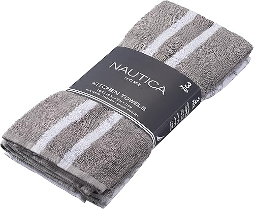 Nautica Juego de 3 toallas de cocina 100% algodón, 18 x 28 pulgadas, paños de limpieza reutilizables superabsorbentes, paños de cocina, toallas de