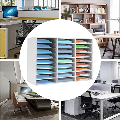 Miniatura 2 de Organizador de literatura, centro de correo clasificador de archivos de escritorio, armario de almacenamiento de papel con 27 compartimentos de