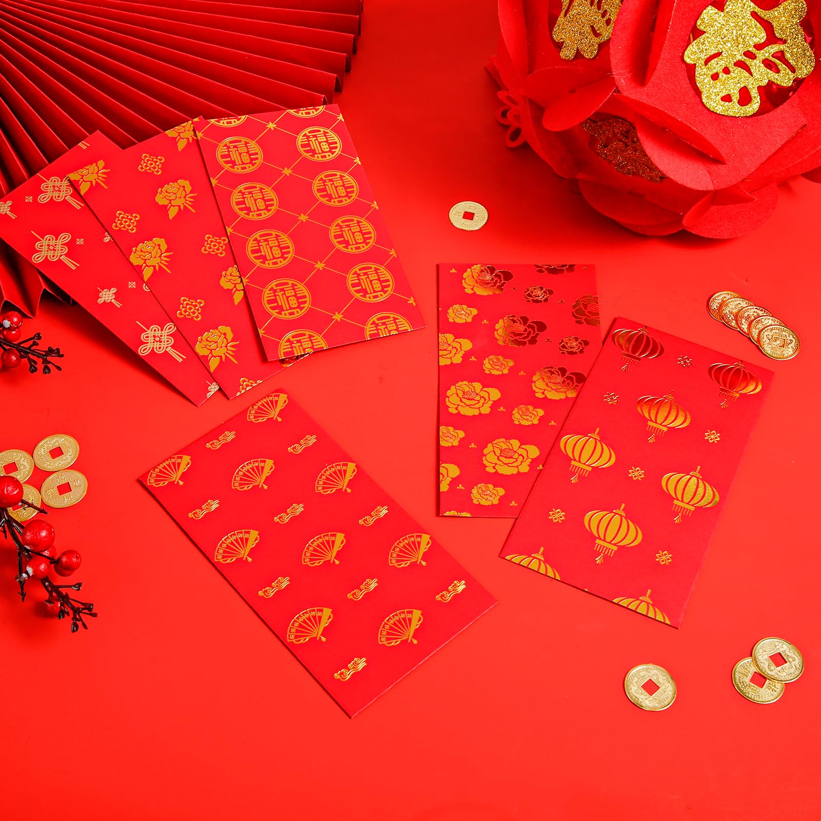 24 PCS Chinese New Year Red Envelopes 2025 – 6.7x3.5 Inch Hong Bao With Blessing Characters, For Spring Festival, Birthdays, Weddings - View #11