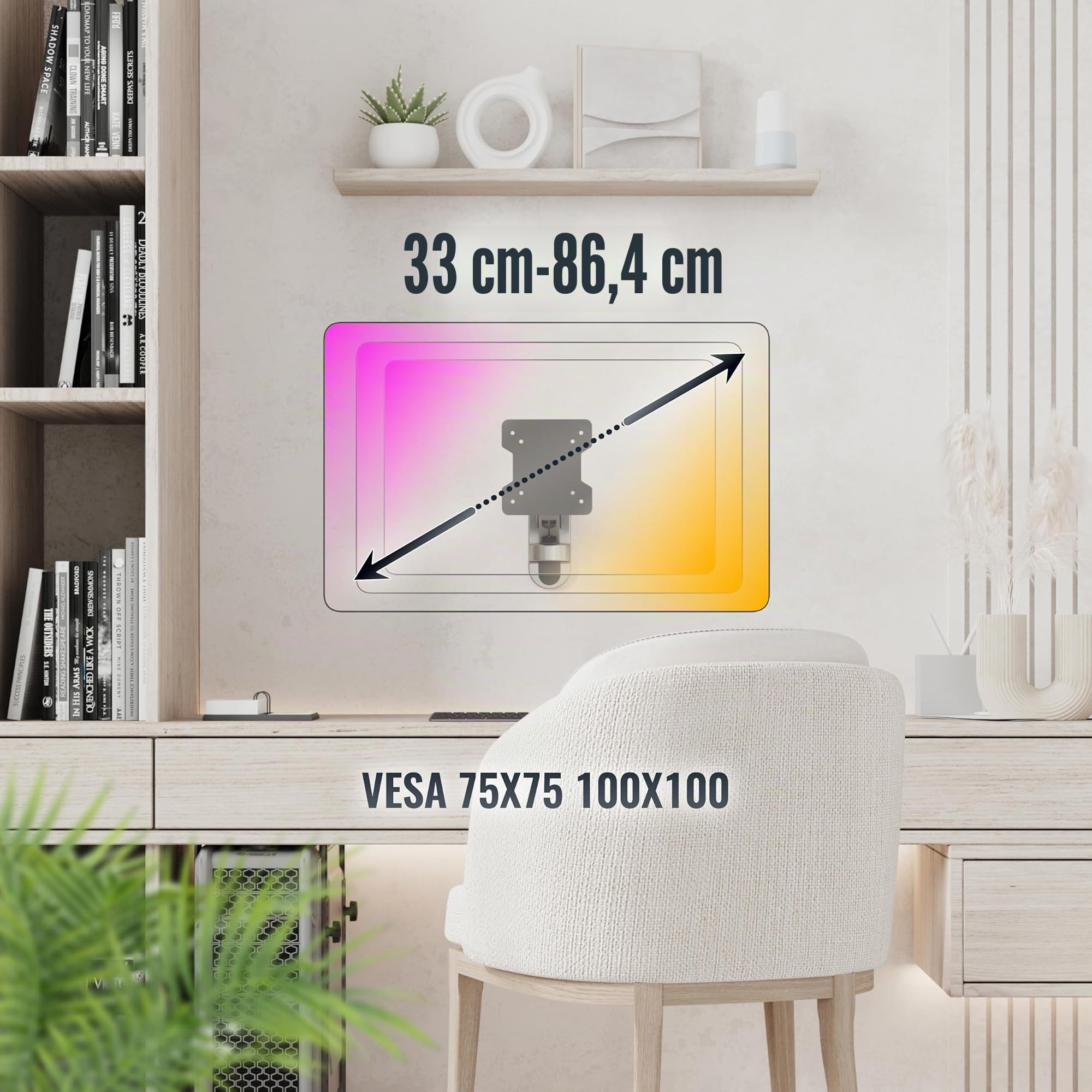 RICOO S2611 Supporto TV da parete Staffa TV 13-34 pollici per 13 32 34 pollici girevole inclinabile fino a 15 kg max VESA 100x100