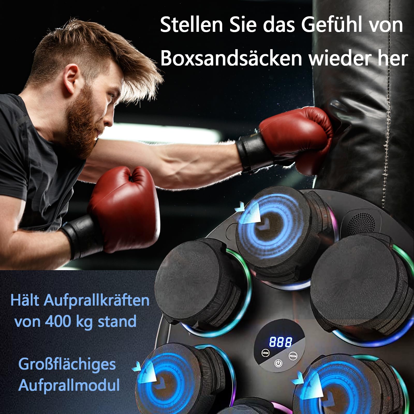 Musik Boxmaschine, Farbenfroher, an der Wand montierter, intelligenter, Box Musik Trainingsmaschine für Zuhause und das Fitnessstudio Erwachsene und Kinder