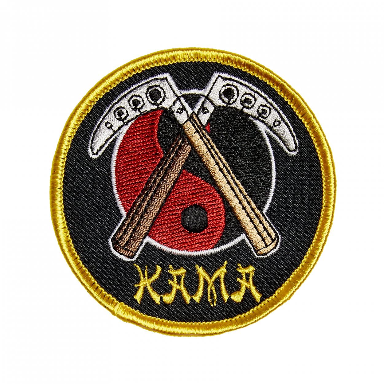 Martial Arts Embroidered Patches Badges - Weapons Yin Yang Kama Patch