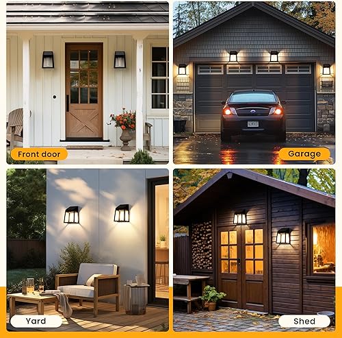 Miniatura 4 de GIGALUMI Luces solares para valla al aire libre, del atardecer al amanecer, paquete de 8 luces solares de pared, color blanco cálido, decoración de