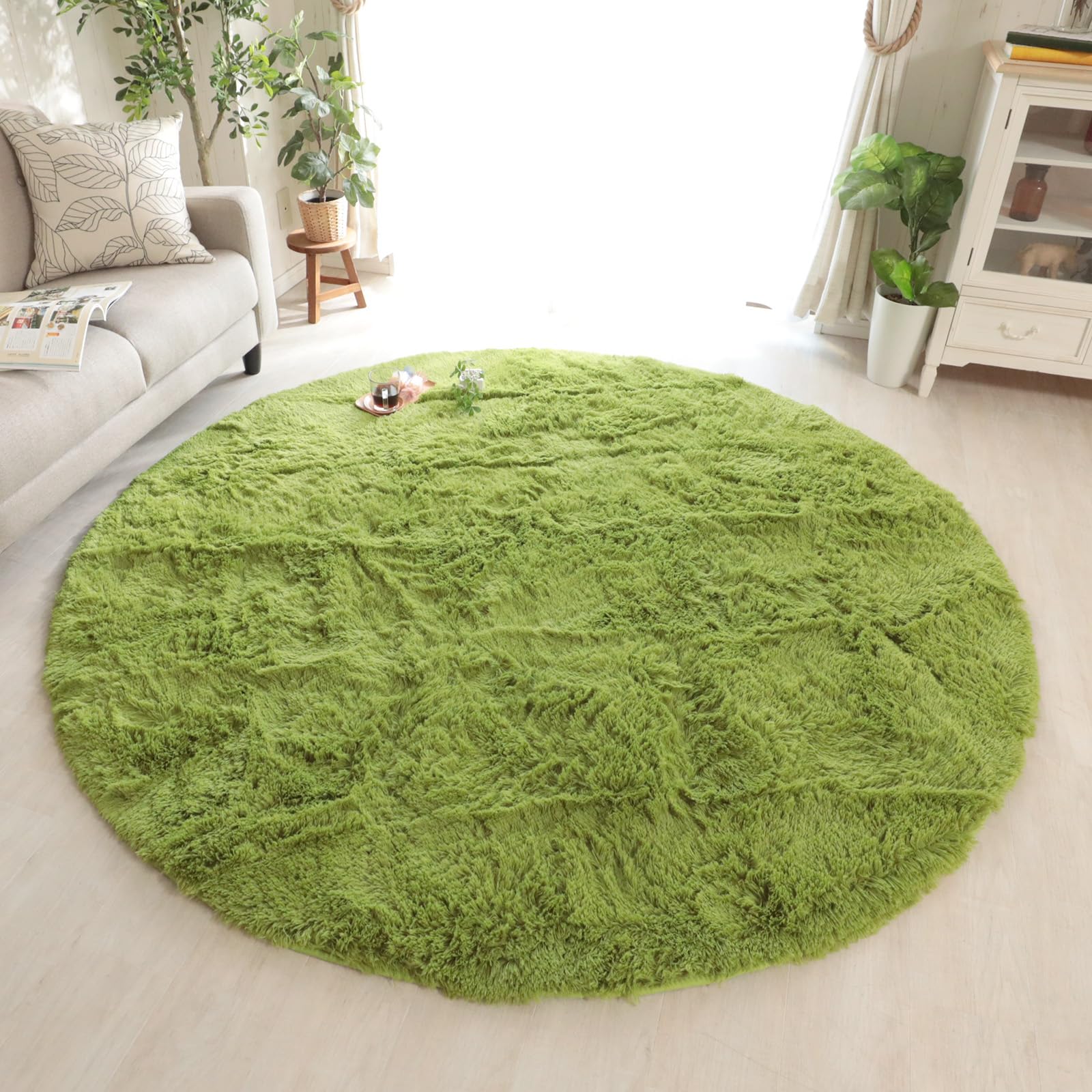 グラムスタイル 丸いシャギー ラグ 190cm 抗菌 防臭 洗える