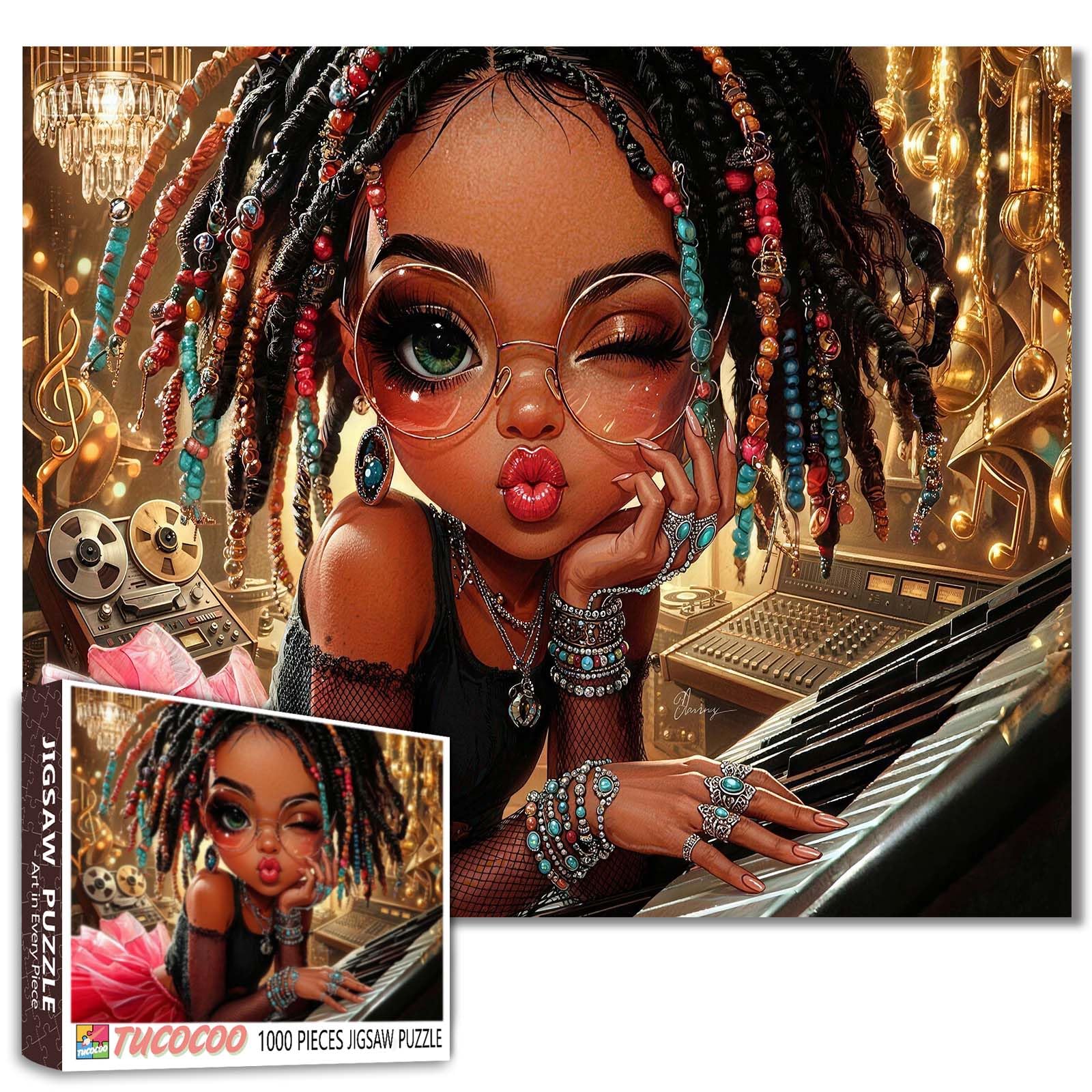 1000 Piece Jigsaw Puzzles for Adults African Cool Girl Jigsaw Puzzle Little Black Girl 1000 Pieces Puzzles Home Decor Hip Hop Jazz Child DIY Craft Puzzle Art Music Diva Gift Family Game — image 1