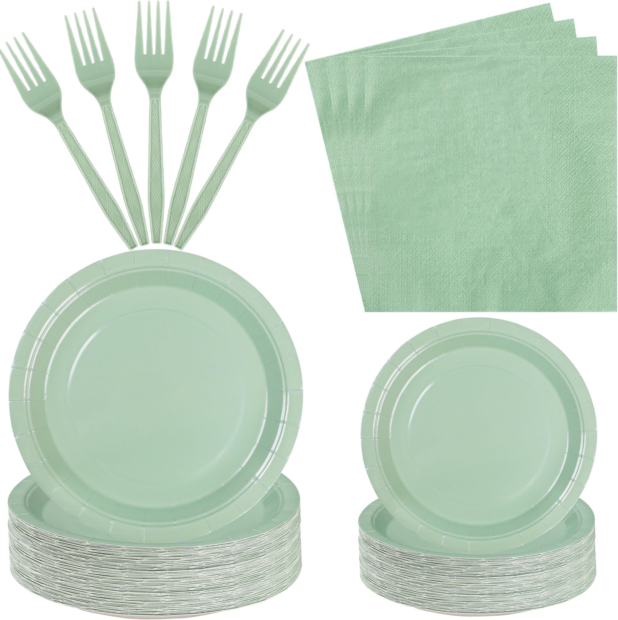 Umigy 50 Pcs Sage Green Disposable Oval Plates Green Paper
