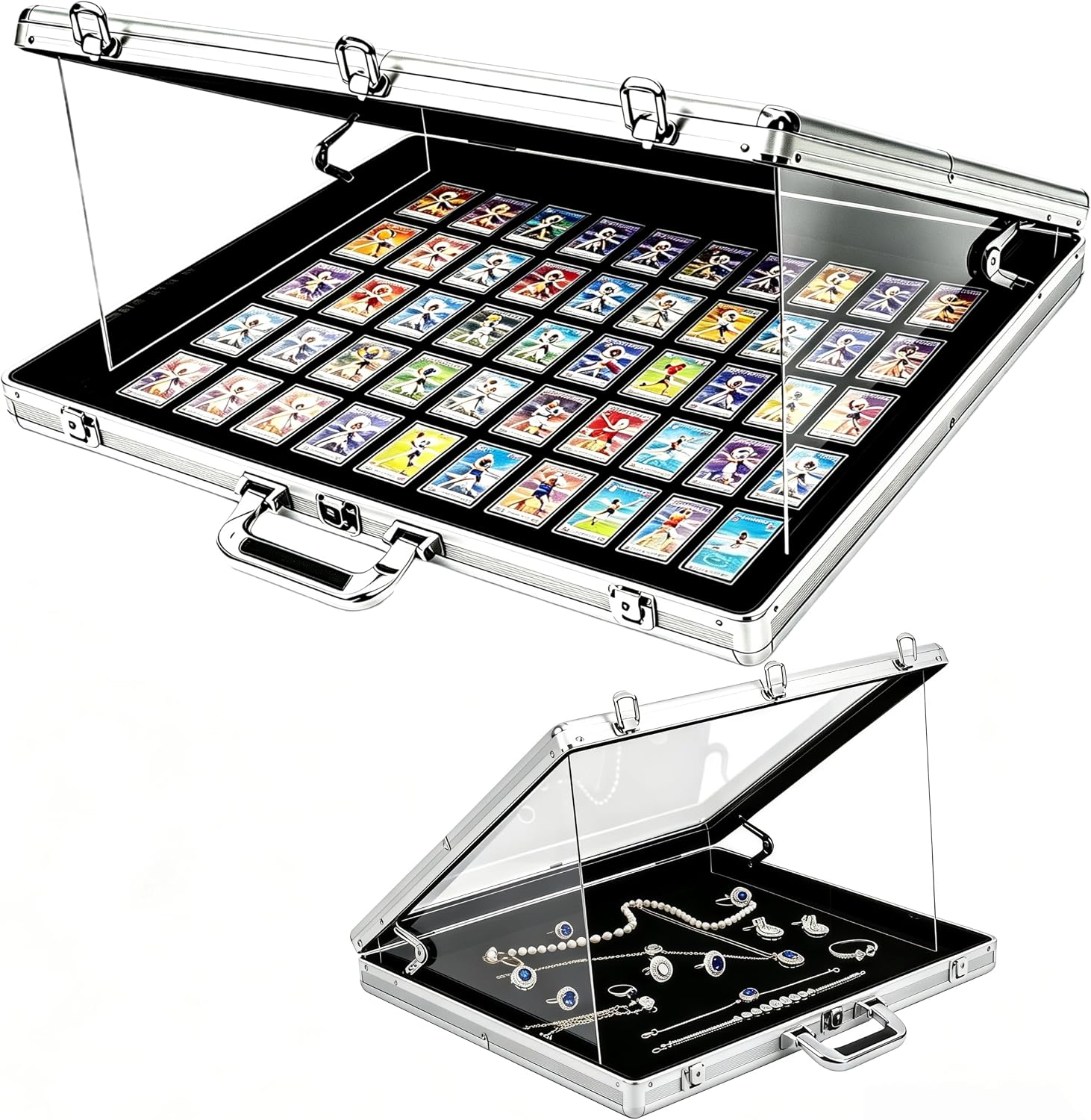 Card Display Case, 34"x22" Large Aluminum Locking Tabletop Display