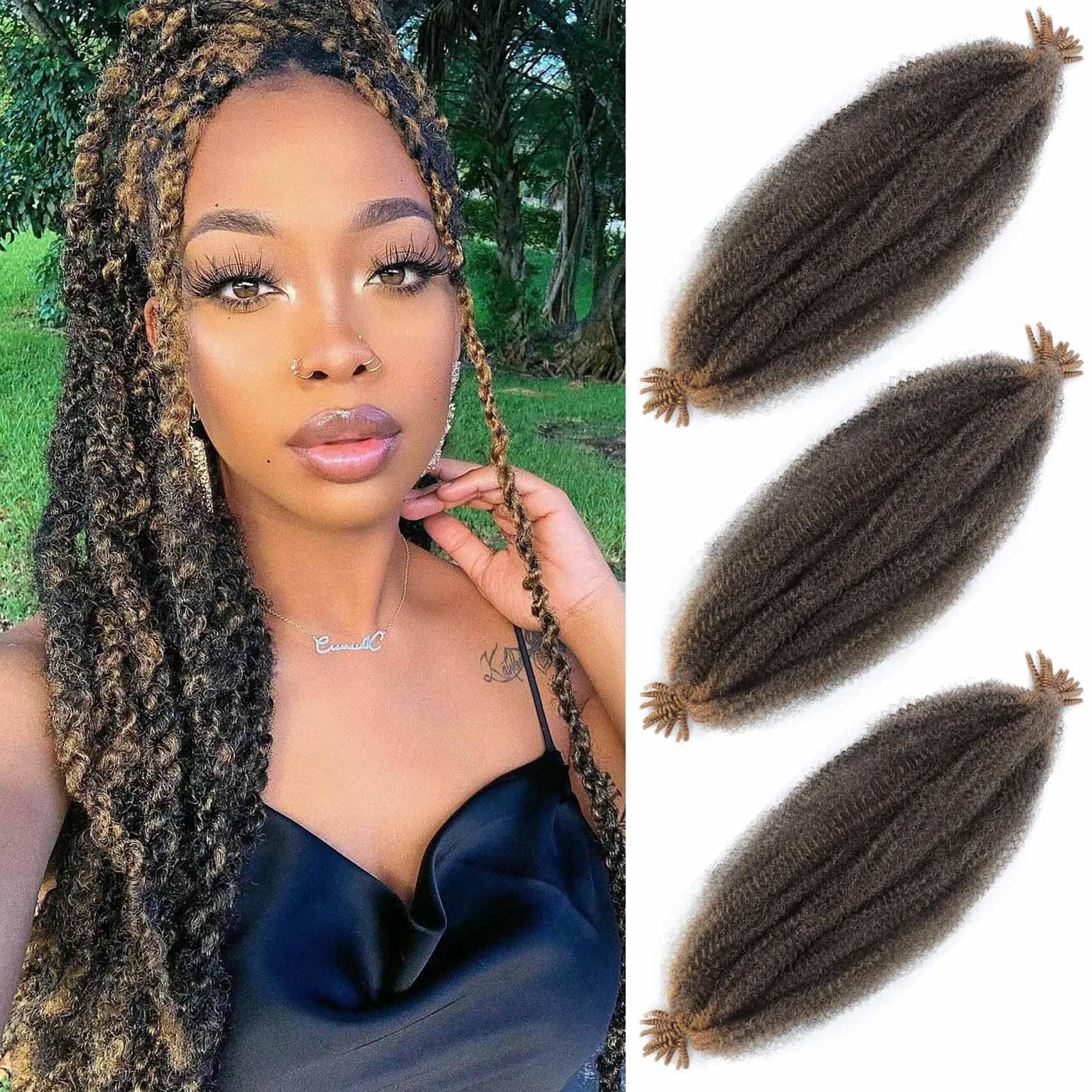 Afro Twist Hair 24 Inch 3 Packs, Springy Afro Twist Hair Pre Fluffed Spring Twist Hair Pre Separated Wrapping Hair for Soft Locs Hair Extensions (24