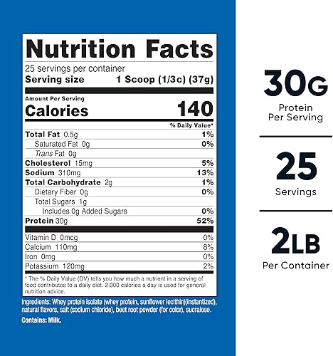 Vista 68 de Nutricost - Proteína aislada de suero de leche en polvo, sabor vainilla, 5 libras