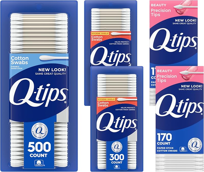 Q-tips Hastes de Algodão Variadas Original, Precision Tips e Hygiene Shield, 1.440 unidades