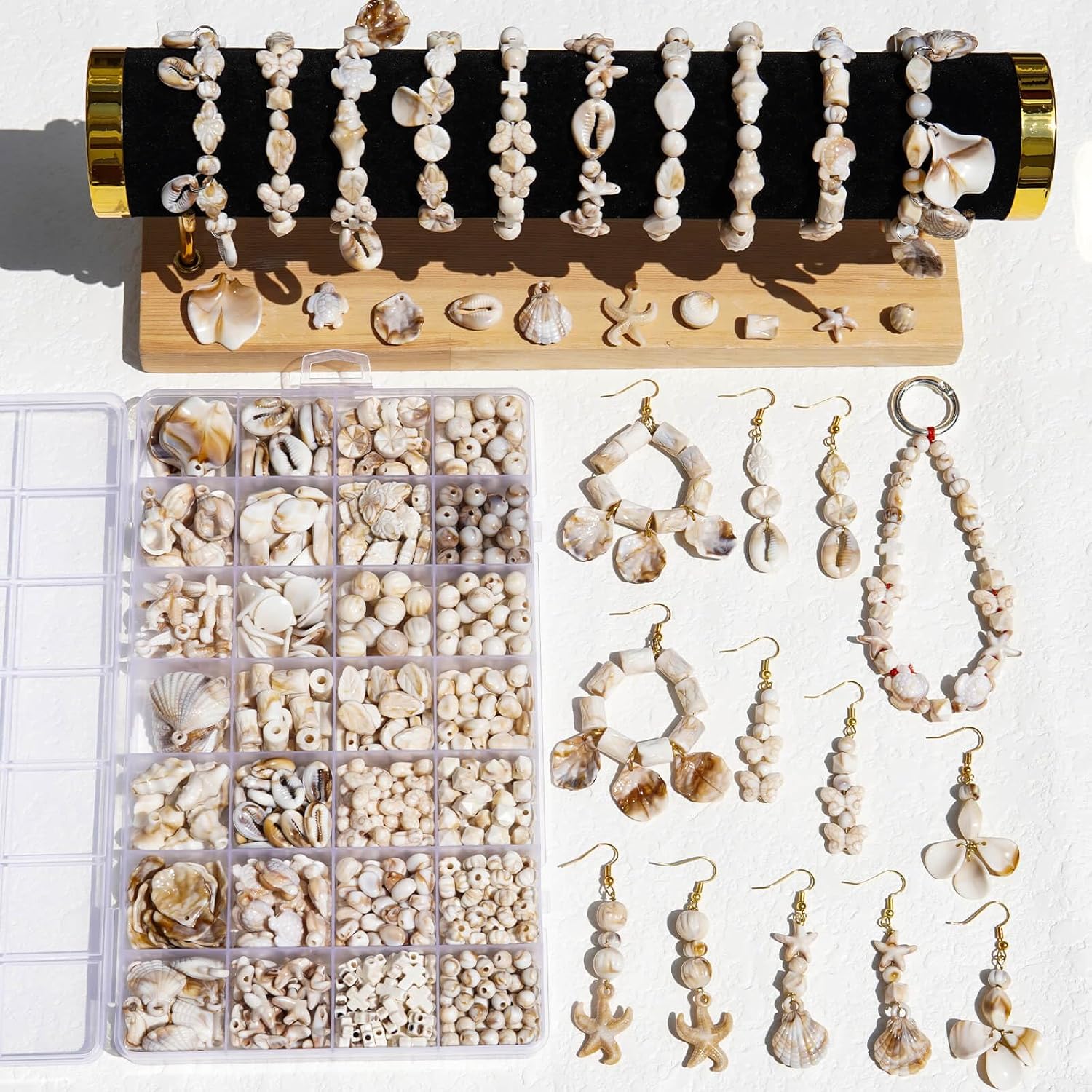 680+Pcs Ocean Beads for Bracelets Making Kit, Imitation Boho Ocean Beach Shell Bead Charms Starfish Beads Summer Sea Dangle Pendant for Jewelry Making Necklace Earring Bracelet Anklet DIY Craft - Image 3