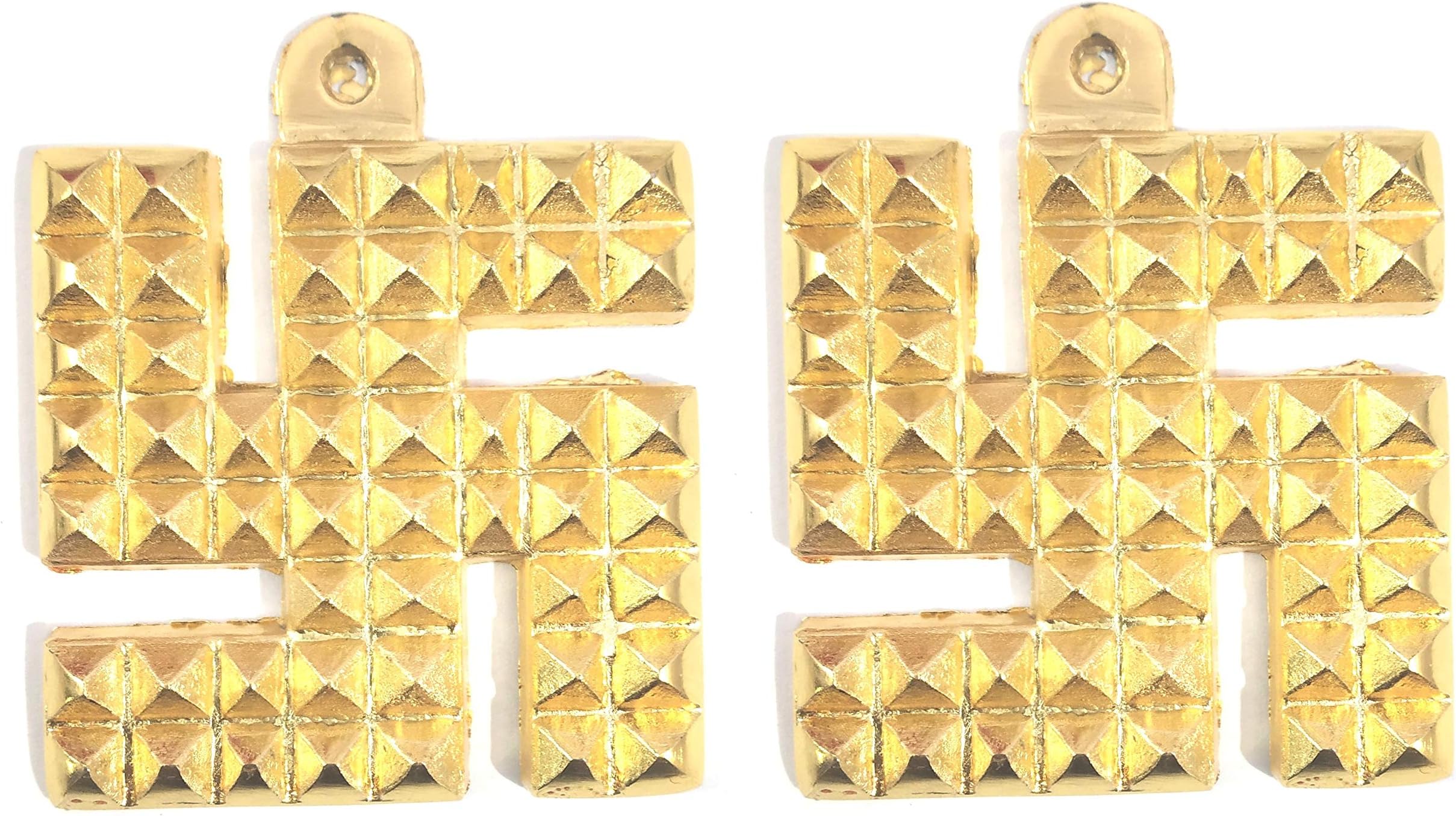 Jewelswonder Swastik Pyramid Swasthik Symbol Wall Main Front Entrance Door Hanging for Vastu Yantra 2 Inch (Pack of 2) -1451