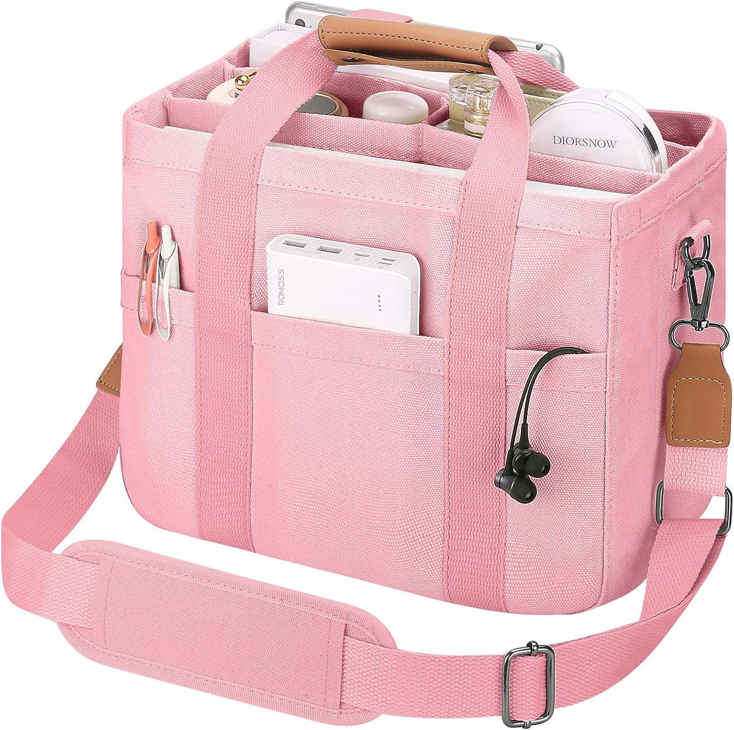 ( incomplete ) Large Canvas Tote Bag for Women with Multi Pockets - Laptop Crossbody Shoulder Handbag Everyday Tote with Compartments