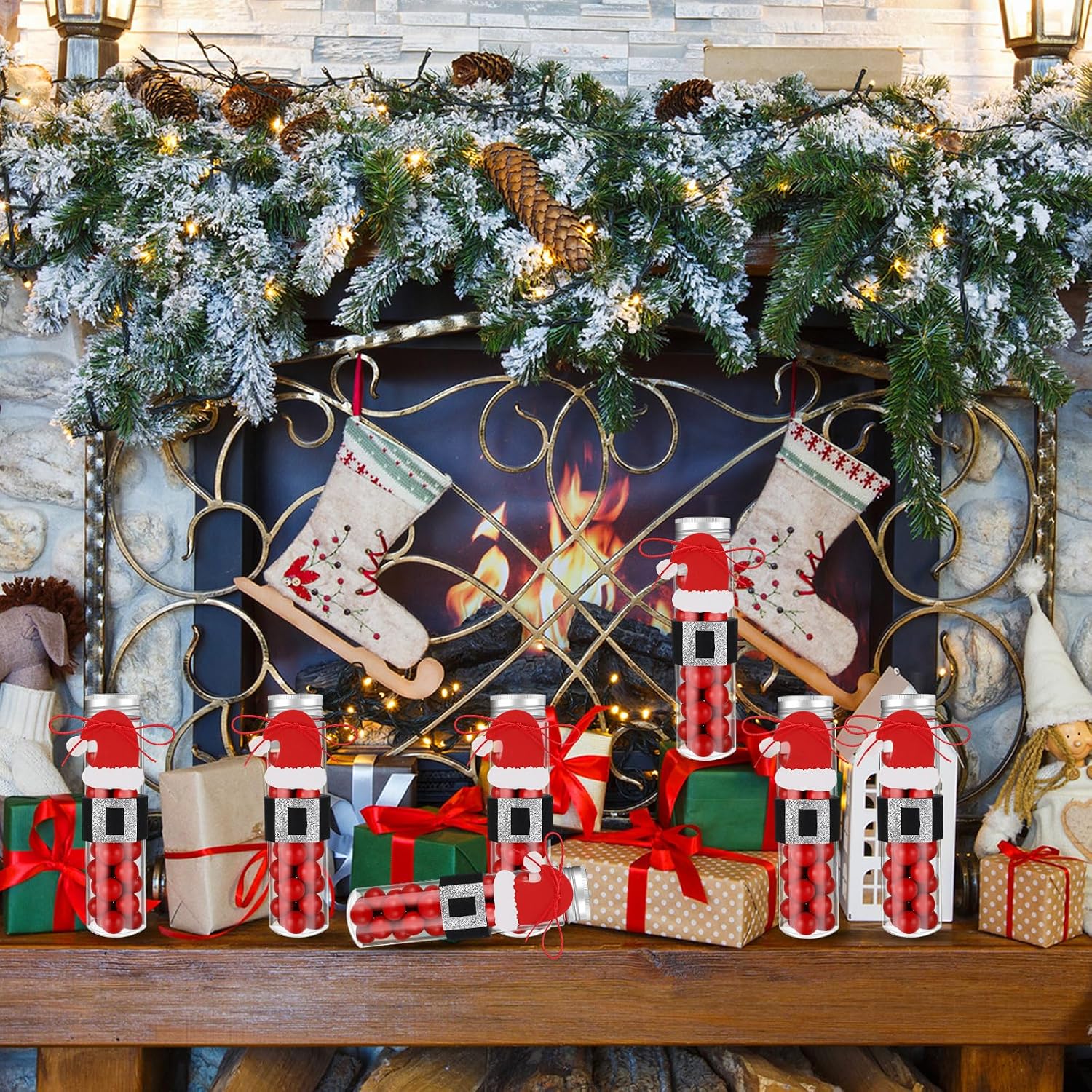 Blushtier 24 Set Santa Claus Candy Tubes Clear Plastic Favors 3.7oz