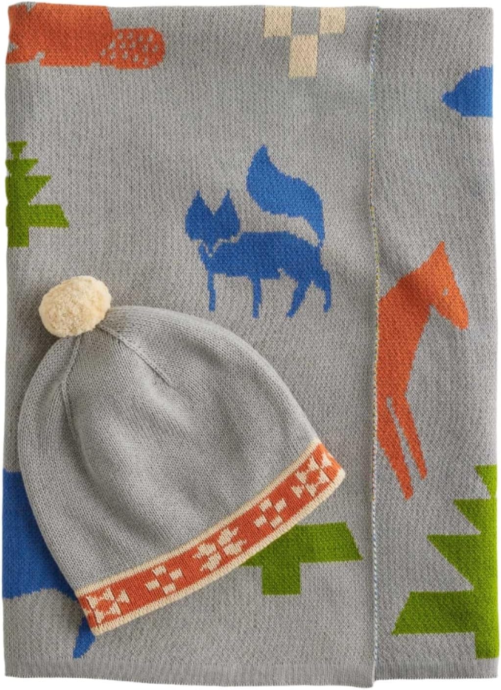 Grey Mix Baby Knit Blanket and Beanie by Pendleton