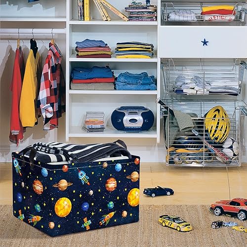 Miniatura 4 de Clastyle Cesta de almacenamiento para almacenamiento de libros de ropa y libros, 21 L, color negro, espacio exterior, planeta, cosmica, estrellas y