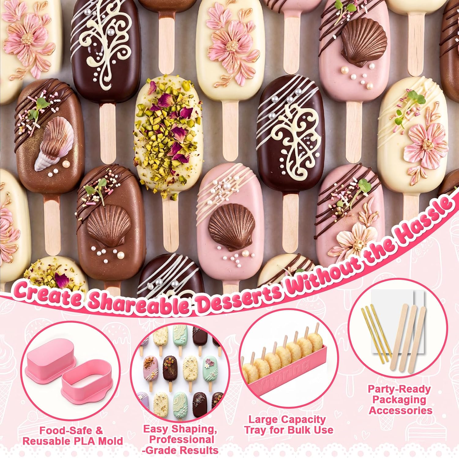 3.6in Cakesicle Cutter with 9in Tray, Pink Cakesicle Mold Set image 4
