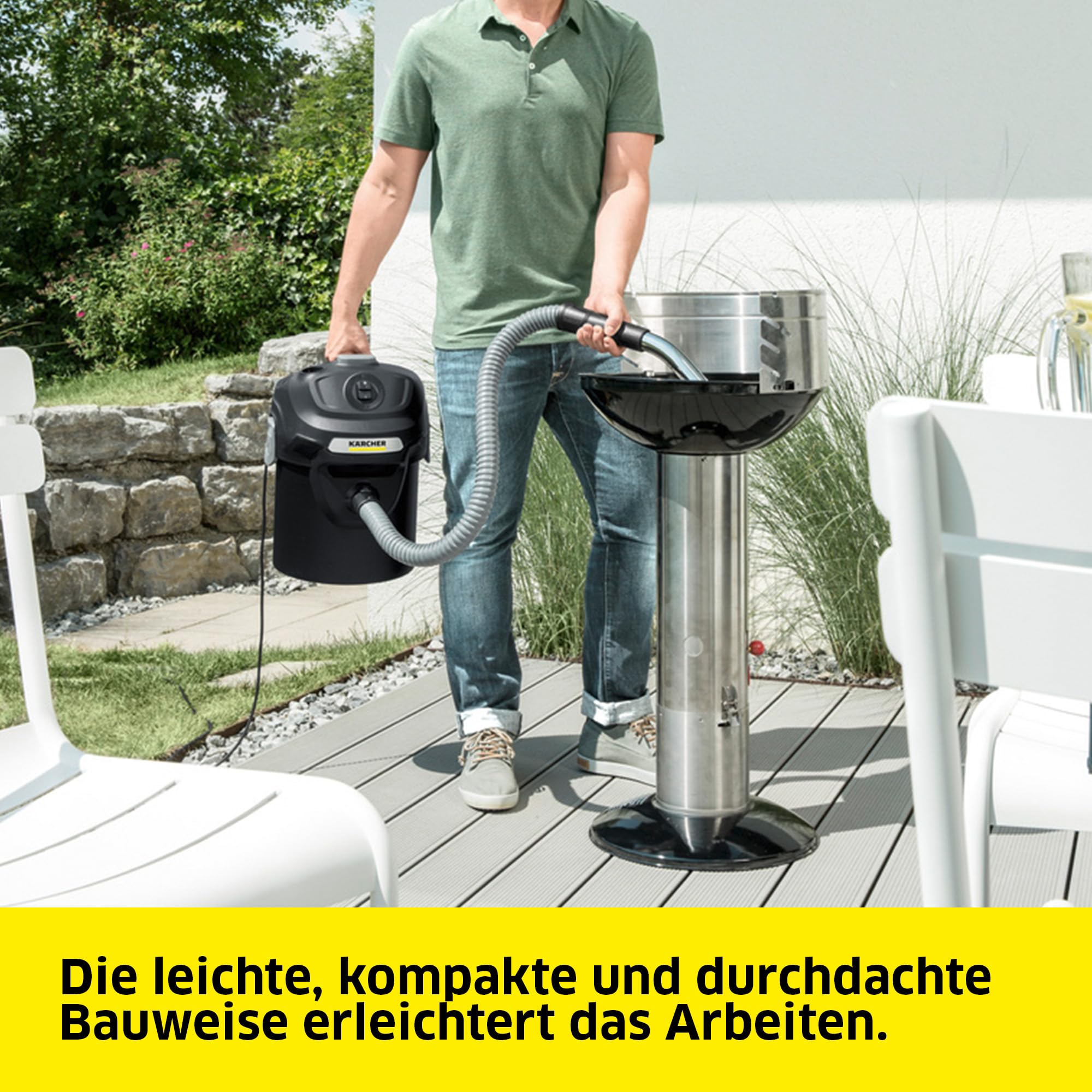 KÄRCHER AD 2 Aschesauger und Trockensauger perfekt für die Kaminreinigung und Pelletofen Reinigung (mit Filterreinigung, 14-Liter-Metallbehälter, ohne Schmutzkontakt), (L x B x H) 345 x 330 x 440 mm