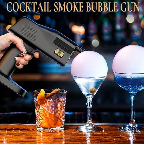 Miniatura 2 de Pistola de humo de burbujas de cóctel, operación con una tecla, de mano, con pantalla a color de 1.4 pulgadas, para camareros, bares, fiestas, vino,