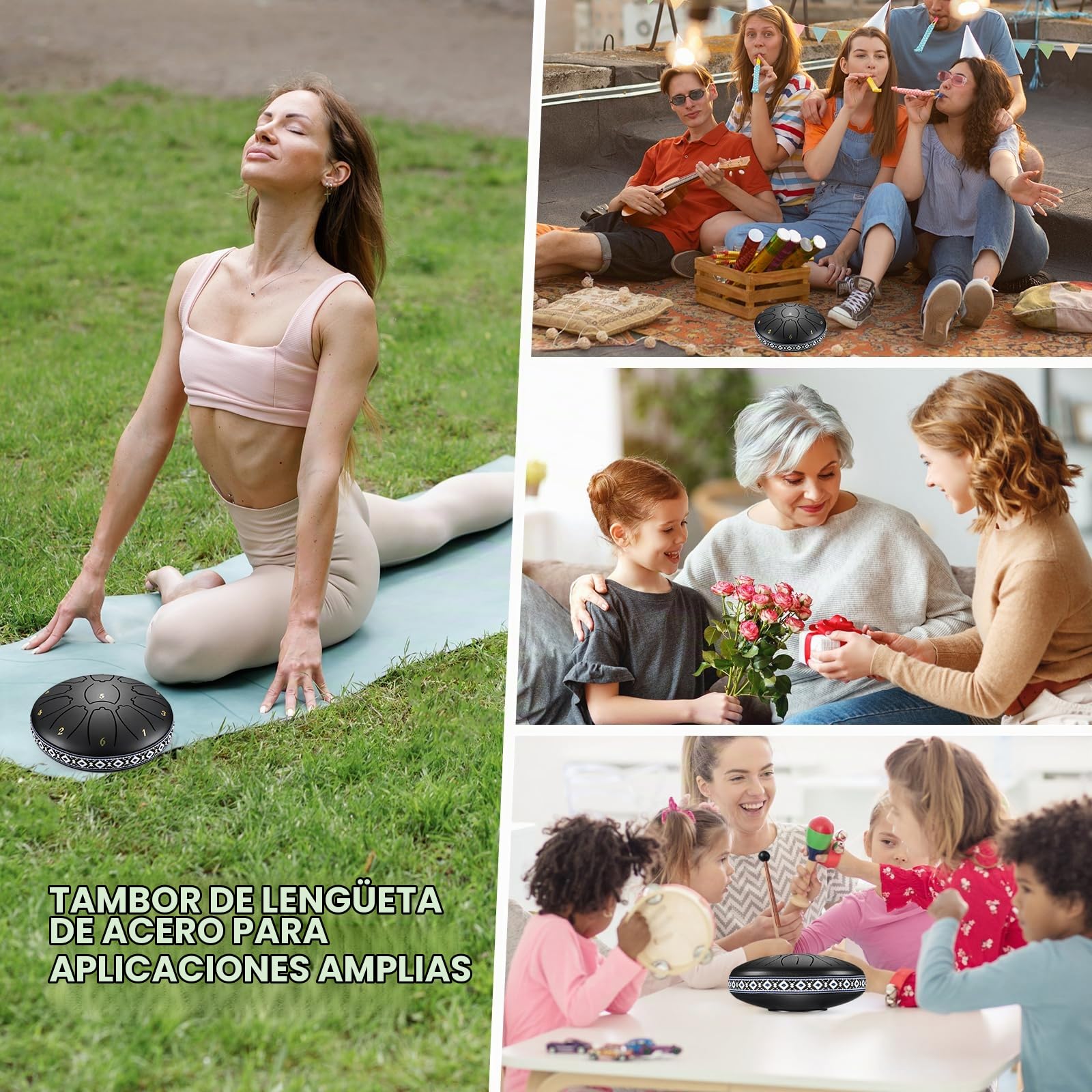 Tambor de Lengua de Acero, Tambor de Mano de 6 Pulgadas y 11 Tonos, Handpan a Prueba de Herrumbre, Handpan de Lengüeta con Bolsa de Tambor e Instrumentos de Percusión para Meditación y Musicoterapia
