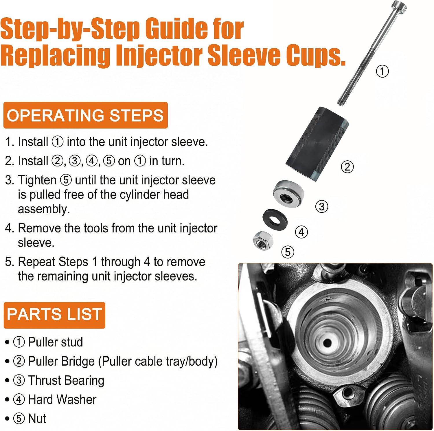 9U-6891 Injector Sleeve Remover Installer 9 Pcs Tool Kit Component