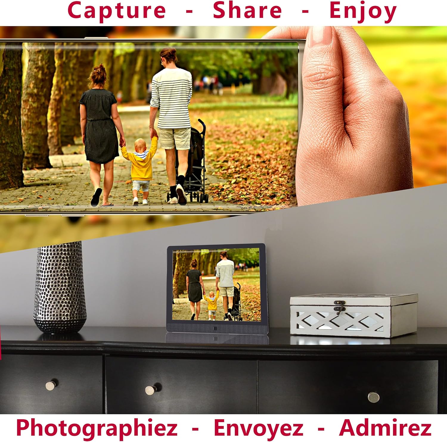 Pix-Star 10 Inch Wi-Fi Cloud Digital Picture Frame with IPS high resolution display, Email, iPhone iOS and Android app, DLNA and Motion Sensor (Black) : Electronics