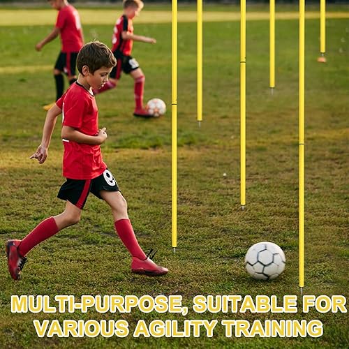 Miniatura 6 de 10 bastones de agilidad de fútbol, bastones de fútbol ajustables de 5 pies, equipo de entrenamiento de fútbol, palos de entrenamiento de fútbol,
