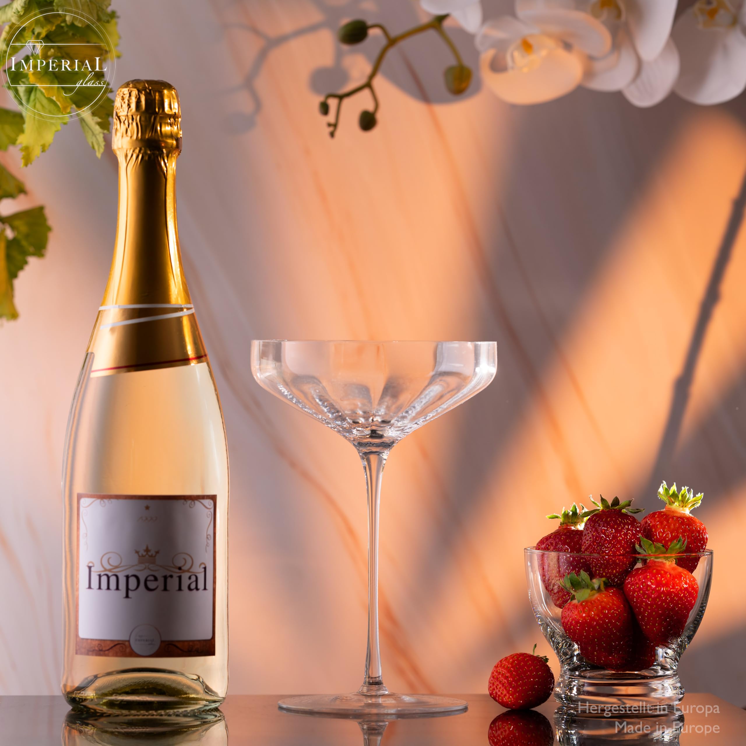 Imperial Lot de 6 flûtes à champagne ondulées 320 ml Cali, en verre Crystalline, fabriquées à la main