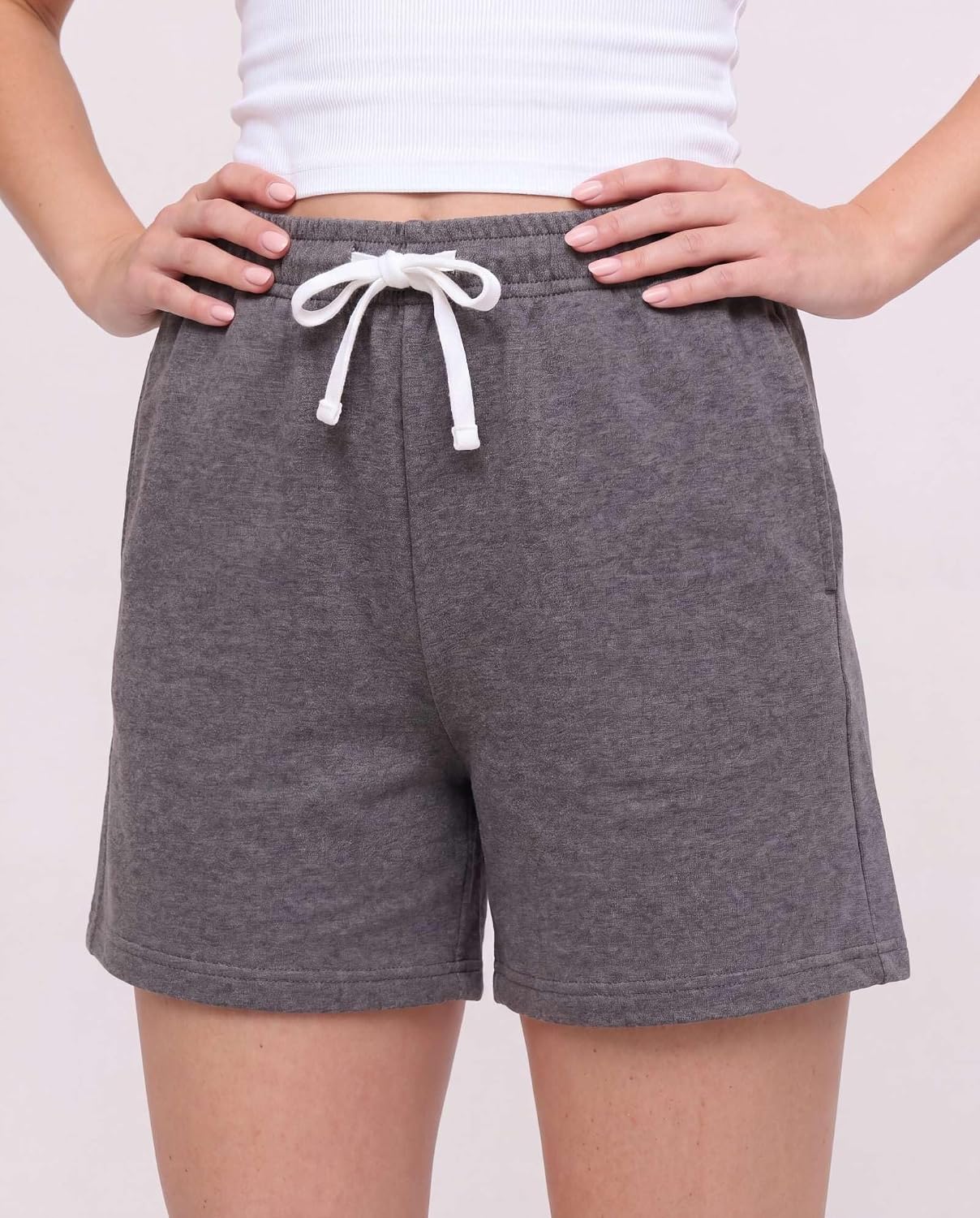 Real Essentials 3 Pack: Women's Fleece Lounge Shorts Athletic Workout Gym Sweat Sleep Casual Comfy with Pockets