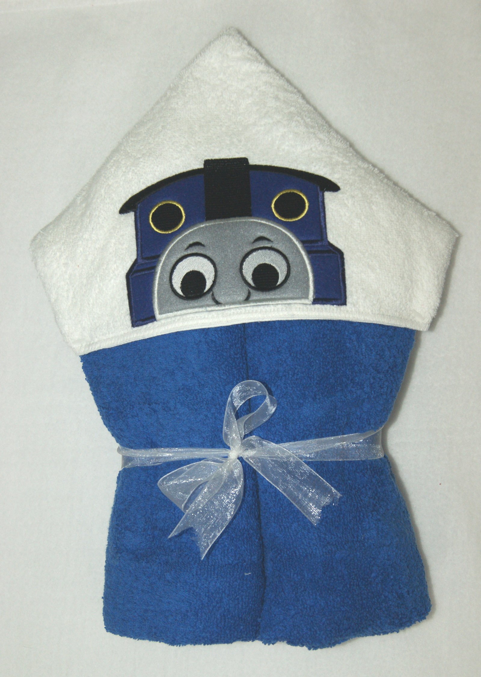 Sew Sew Special Thomas The Tank Personalised Handmade 100% Soft Cotton Terry Towelling TODDLER SIZED Hooded Bath Towel. (2-3)