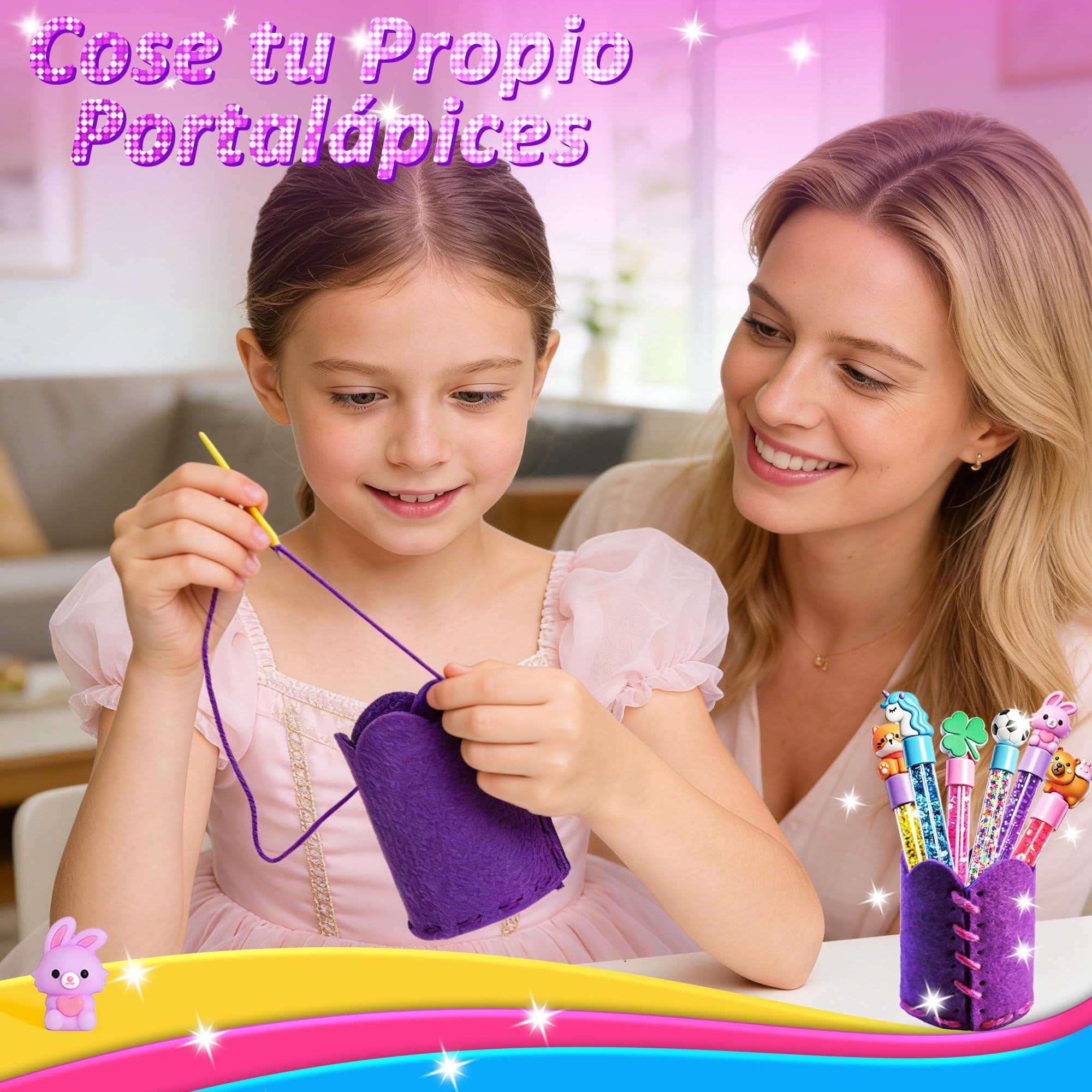 MOMUSE Laboratorio de Boligrafos con Portalápices DIY, Regalo para Niños de 6 7 8 Años, Kit de Manualidades y Costura para Niñas de 9-12 Años, Regalos de Cumpleaños, Pascua para Niños de 6 a 12 Años — view 3