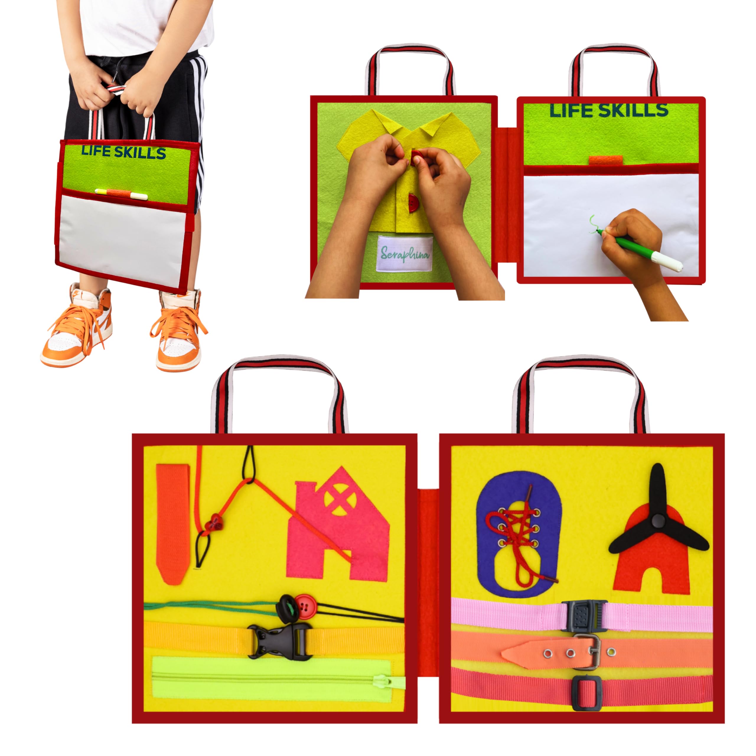 Seraphina Life Skills Busy Board Book|Montessori Toy For 3 4 5 Year Old Boys And Girls|Preschool Educational Sensory Book|Travel Toys|Montessori Early Education Book,Multicolor (B0CL7JL2ZZ) Amazon Price History, Amazon Price Tracker