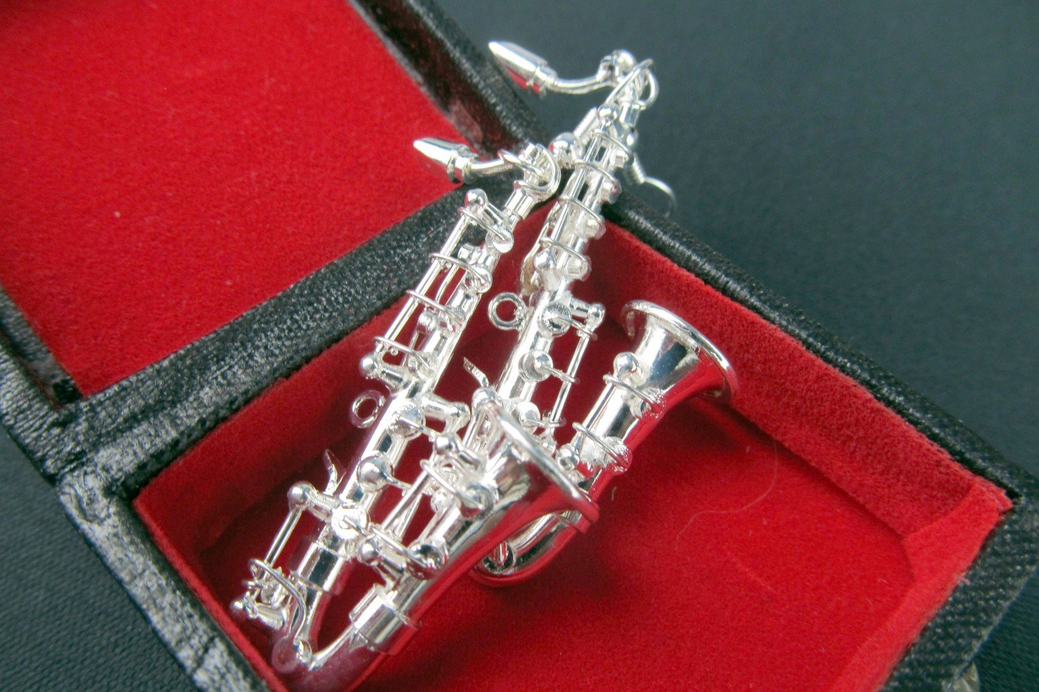 Miniblings Saxofonohrringe Ohrringe Saxofon Jazz Saxophon Musik versilbert Sax + Box - Handmade Modeschmuck I Ohrhänger Ohrschmuck versilbert
