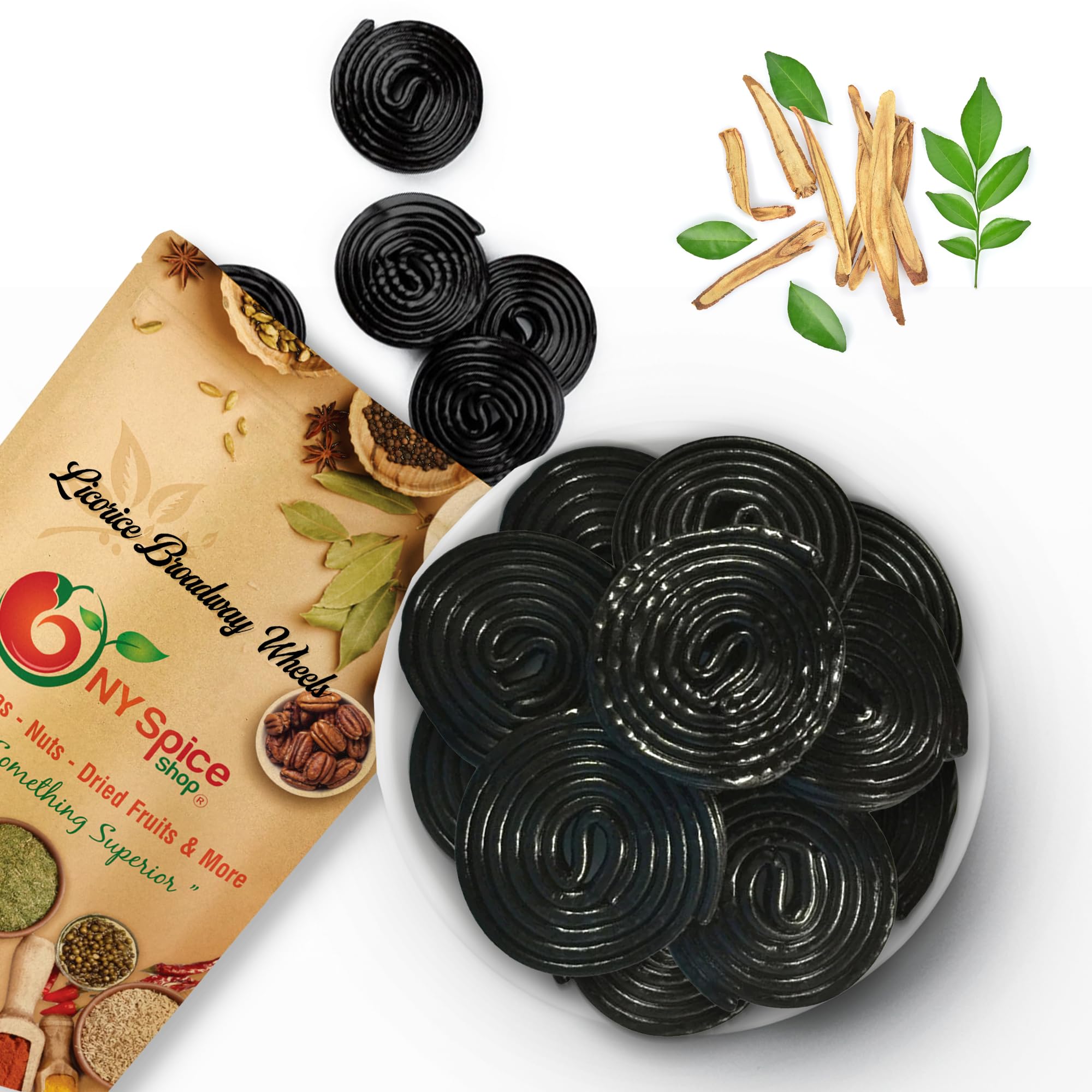 NY Spice ShopBlack Licorice Candy - 1 Pound Australian Licorice - Broadway Wheels Candy - Raspberry Candy Liquorice - Old Fashioned Candy For Sweet Lovers