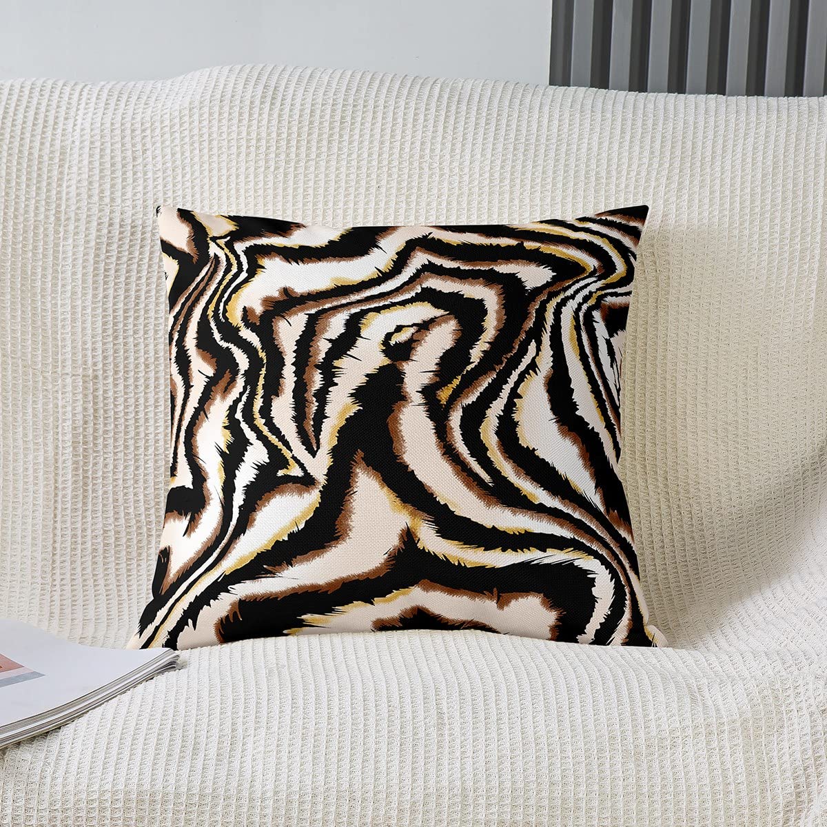 Lot De 2 Housses De Coussin Carrées Décoratives Abstraites Orange Brûlé