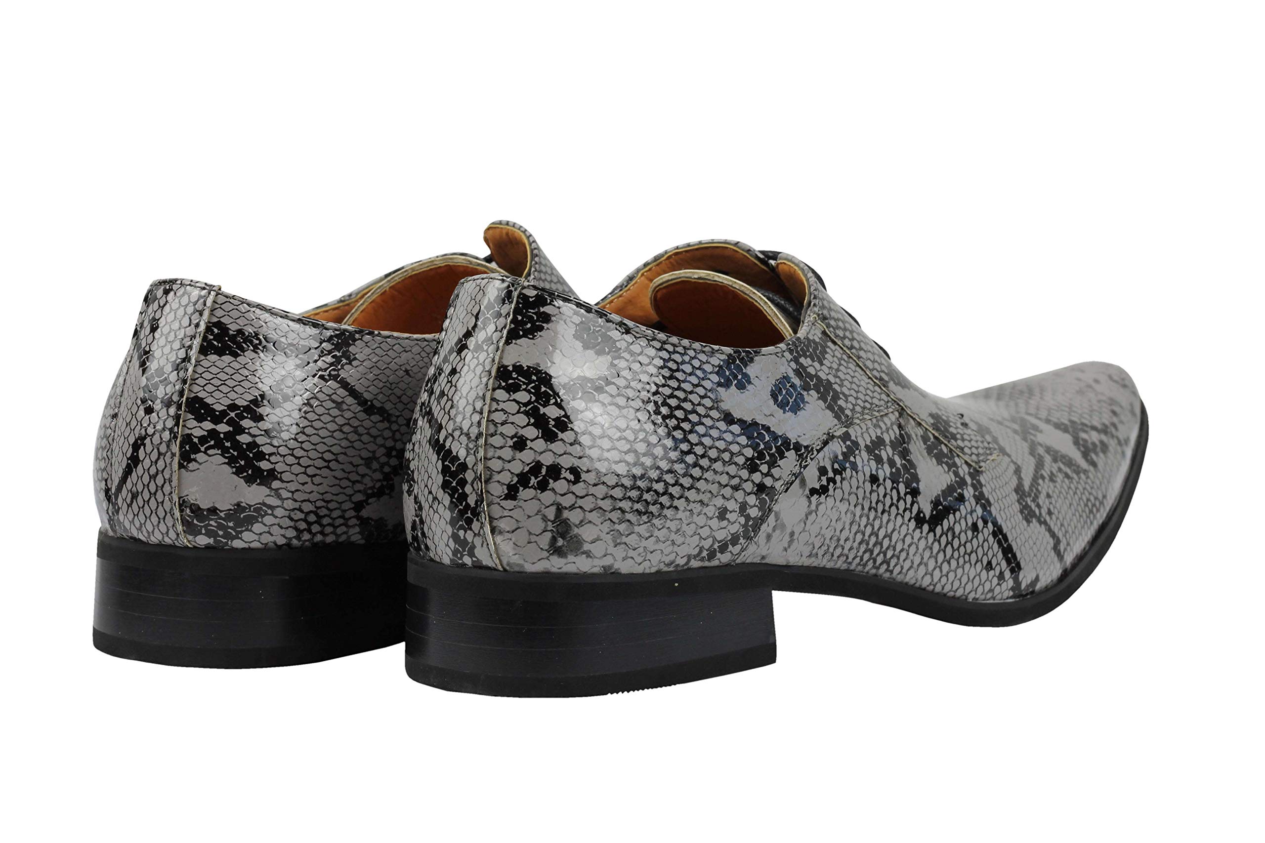 Xposed Chaussures rétro pour Homme en Cuir Verni Brillant avec imprimé Peau de Serpent