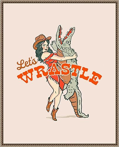 Amanti Art Framed Canvas Wall Art 28x23 Lets Wrastle Poster by The Whiskey Ginger, Framed Wall Art Canvas, Humor Artwork, Traditional Decor, Medium