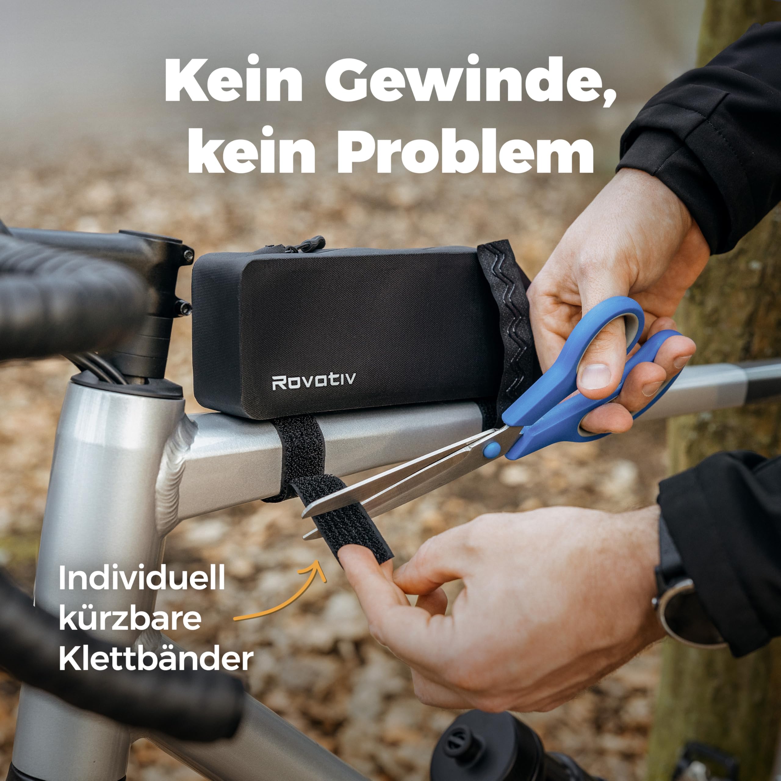 Rovativ® Bikepacking Oberrohrtasche [0,8 Liter] 100% Wasserdicht – anschraubbar & wasserdicht – Gravelbike