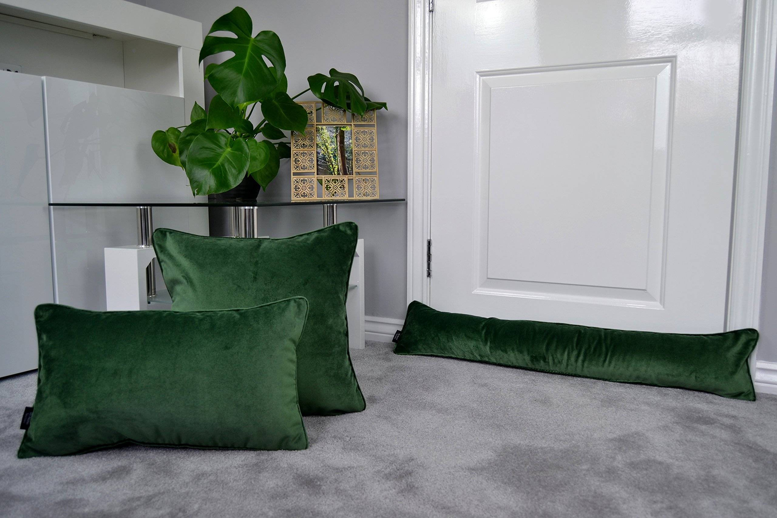 McAlister Textiles Cuscino e Copricuscino, Velluto Opaco, Velluto, Moss Green, 60 cm x 40 cm