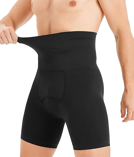 TAILONG Mens Shapewear Tummy Control Underwear Compression Shorts Slimming Body Shaper Leg Boxer Briefs - X-Large - Black