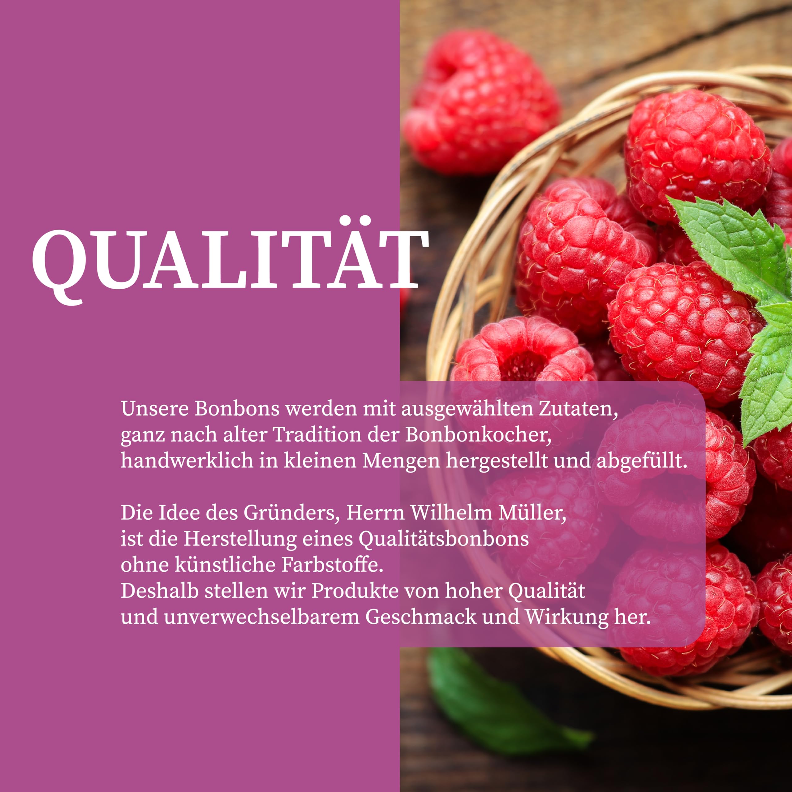 WILHELM Müller Himbeer Bonbons - Fruchtbonbons wie früher - Fruchtige Bonbons mit Himbeer Geschmack - Süßigkeiten im praktischen Beutel aus Deutschland - 2500g