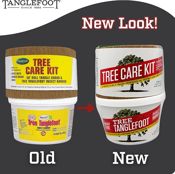 Tanglefoot Tree Care Kit Sticky Tree Wrap & Applicator | Non-Toxic Outdoor Barrier for Crawling Insects | Includes 15oz Tree, 3 x50' Tree Wrap & Applicator Tool