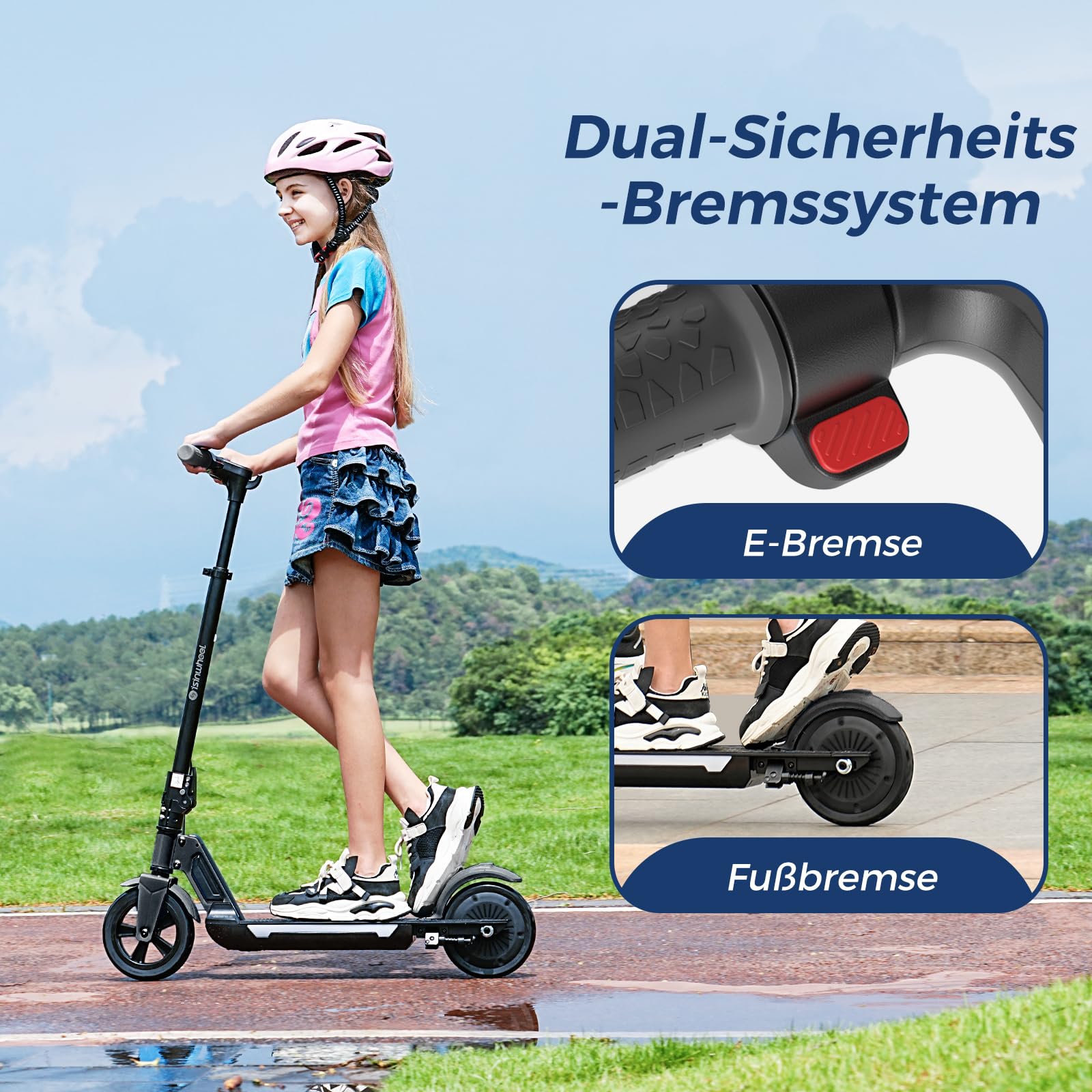 Kinder E-Scooter mit Musik & Licht, 250W Motor, Faltbarer E-Roller für Jugendliche 8-14 Jahre, 5,2Ah bis 16KM Reichweite & 3 Gänge, Duales Bremssystem, Max.80KG, Geschenk für Kinder und Jugendliche