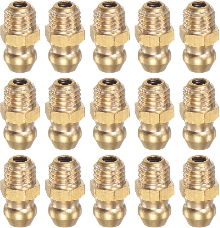 HARFINGTON Kit com 15 bicos de graxa retos em latão, rosca SAE 1/4"-28 para engraxadeira