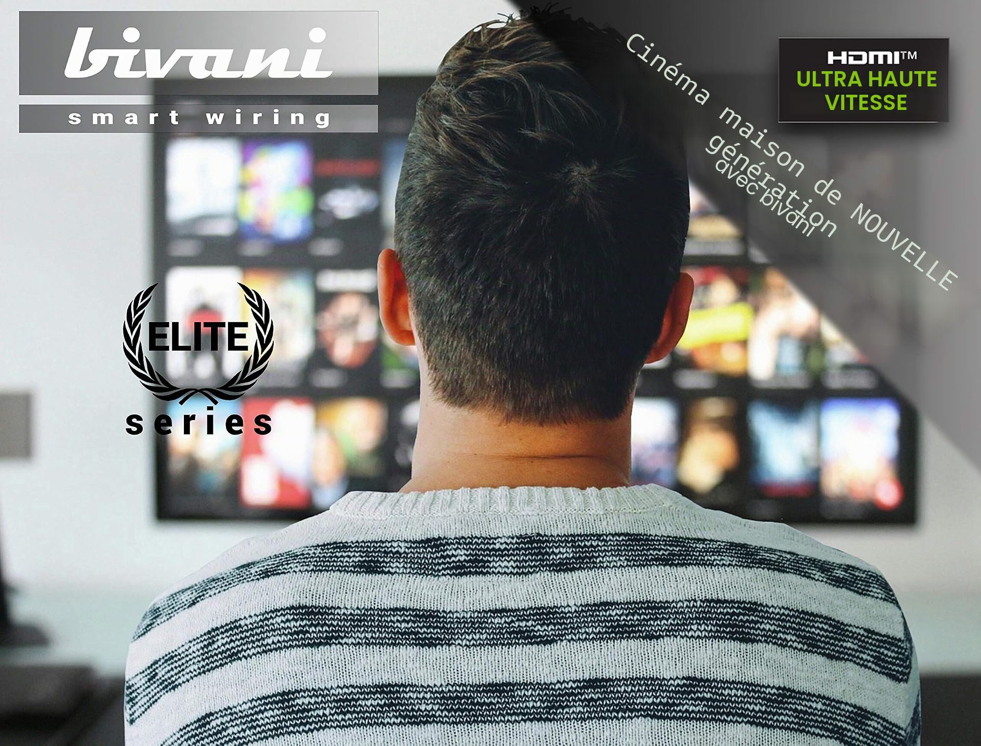 bivani Certified Câble HDMI 2.1 8K - 4 mètres 48 Gbps Câble HDMI Ultra-Haute Vitesse certifié - HDR10+, Highspeed Ethernet, VRR - PS5 et Xbox Series X Ready - Gaine en Nylon - Elite-Series - 4m Noir