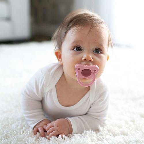 Miniatura 10 de Dr. Brown's HappyPaci - Chupete de bebé 100% de silicona, diseño contorneado de una pieza, 0.0-19.7 ft, sin BPA, rosa, paquete de 4