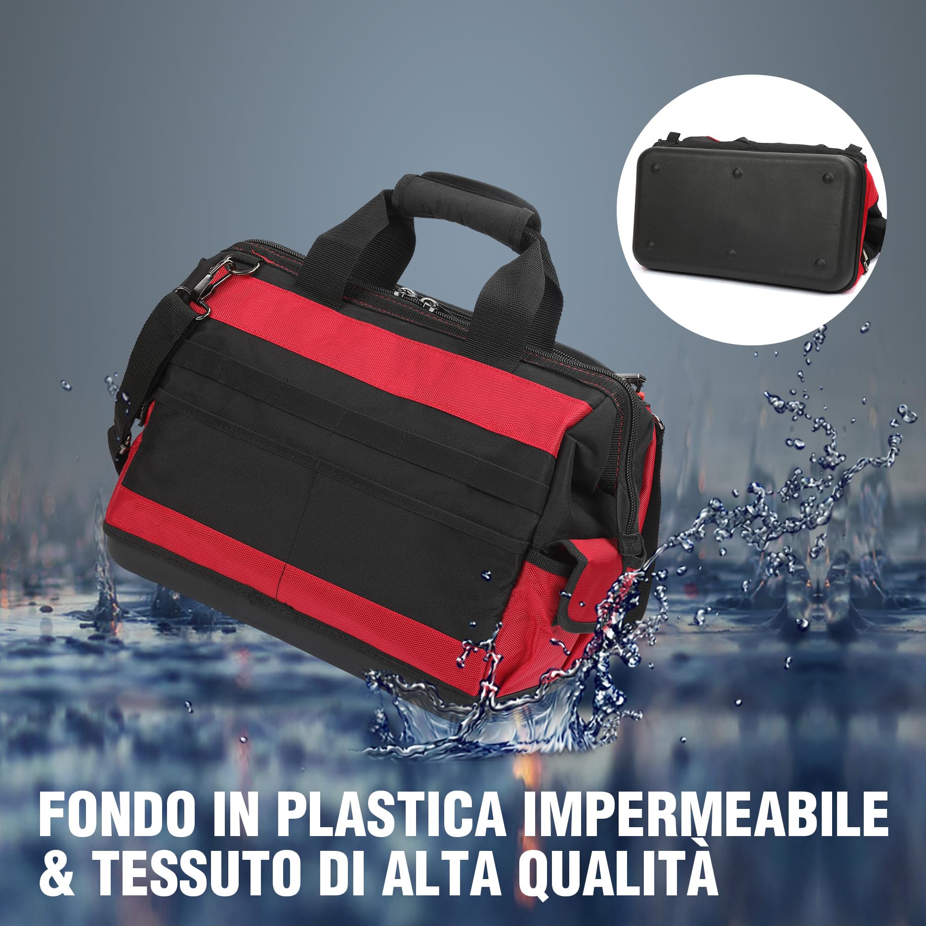 WORKPRO Borsa Porta Utensili da Lavoro 16”, 39 Tasche Borsa per Attrezzi con Tracolla Regolabile