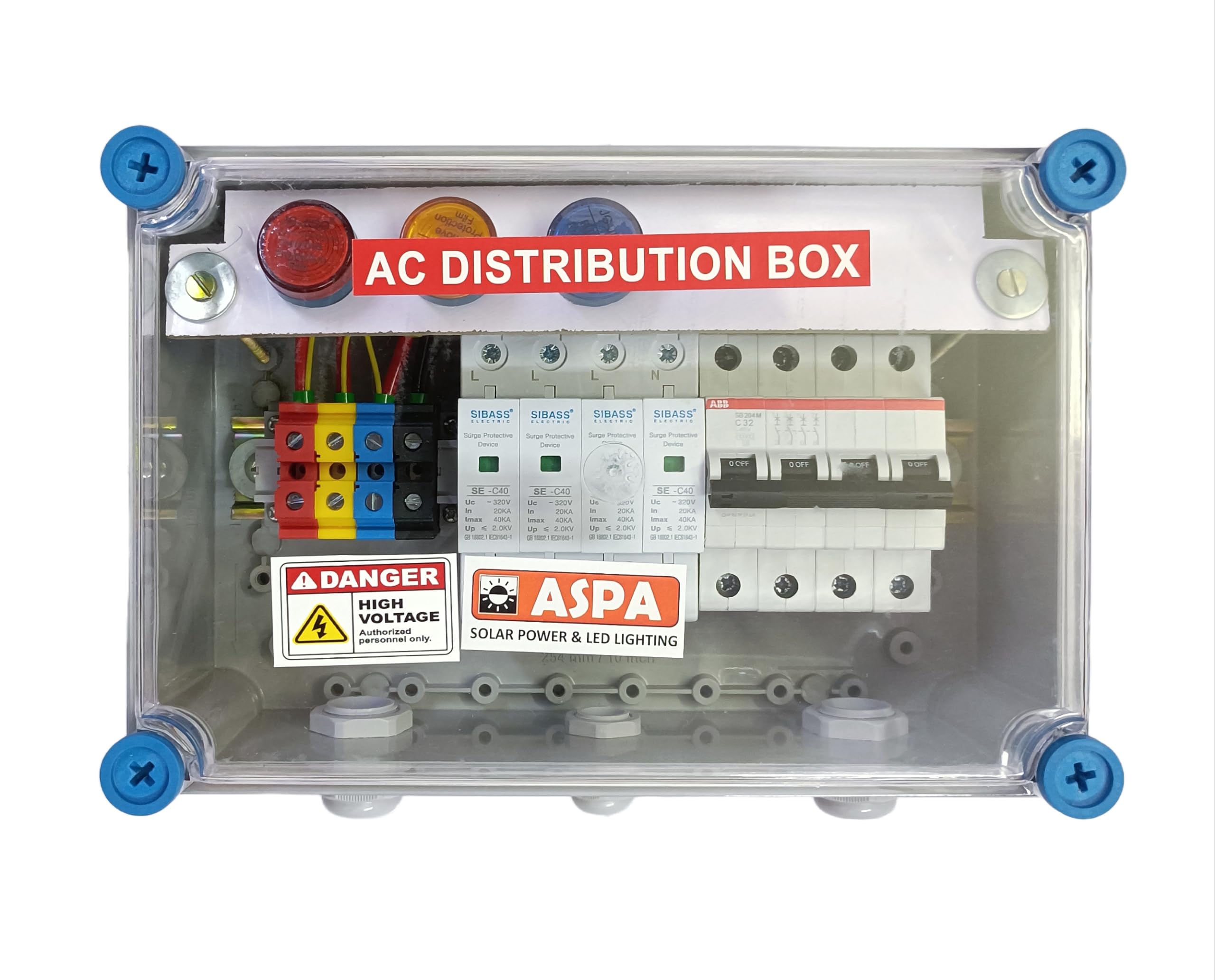 ASPA Solar ACDB 3 Phase 10KW AC Distribution Box 32A MCB 4P SPD eco